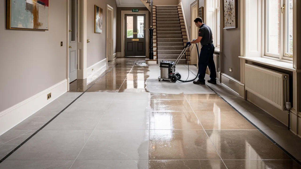 Ceramic hallway floor cleaning in London property