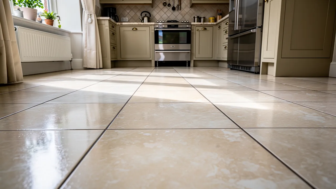 Ceramic tile floor after professional cleaning in London