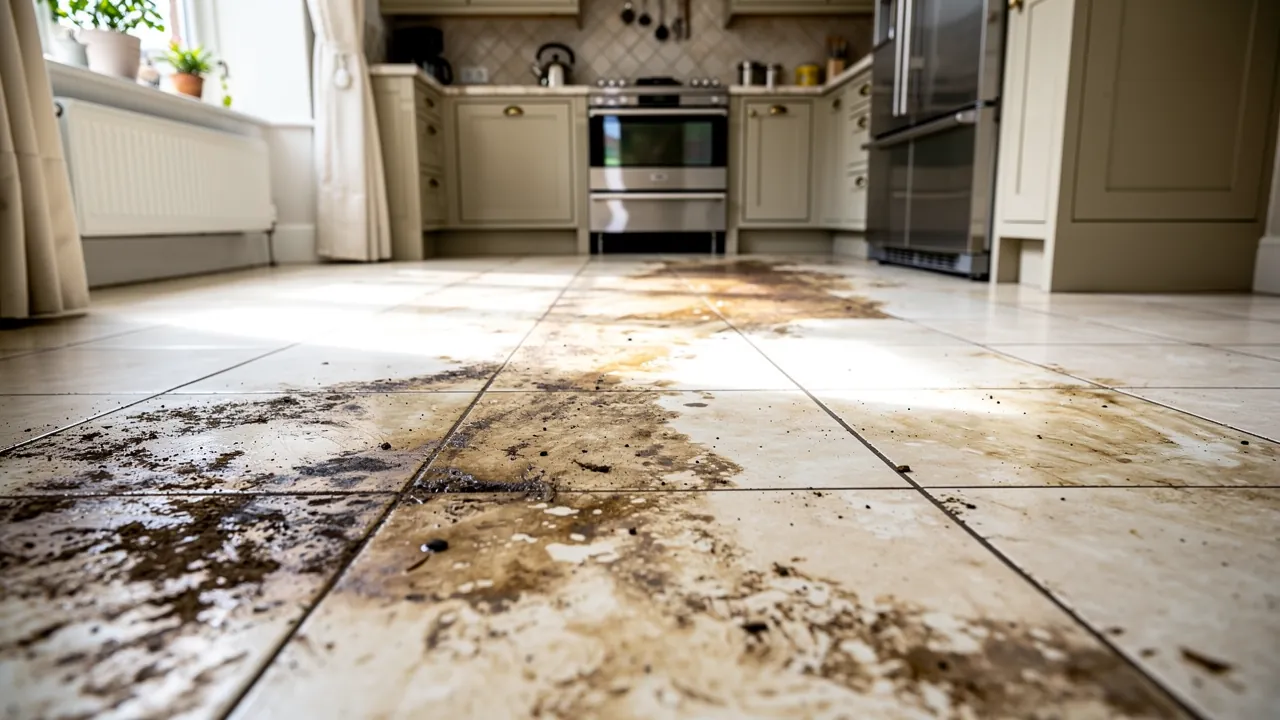 Ceramic tile floor before professional cleaning in London