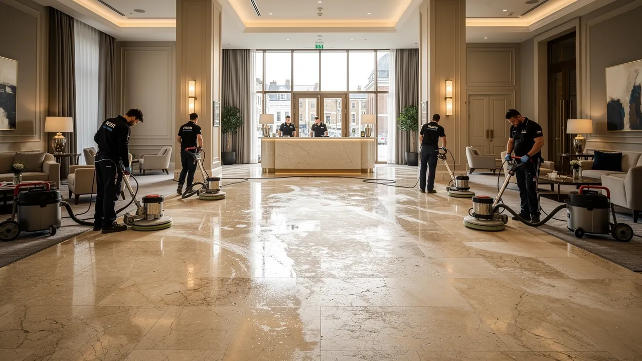 Commercial limestone floor cleaning in London