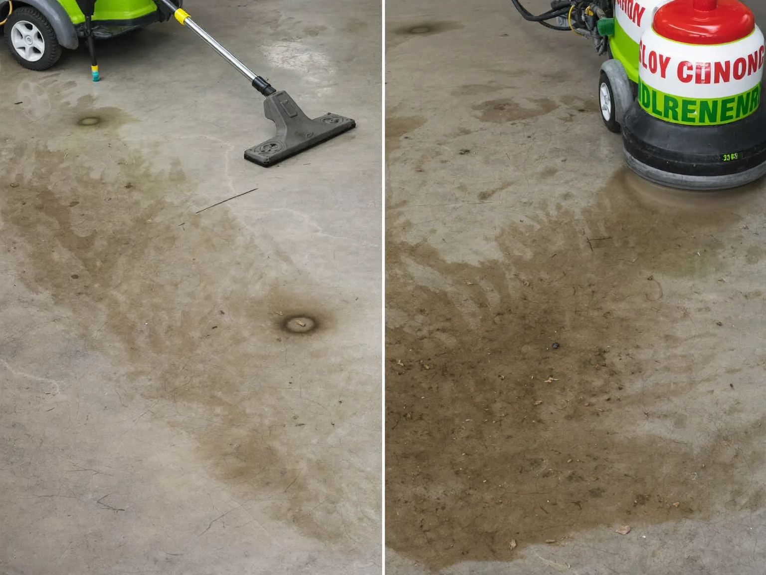 Concrete floor cleaning machine removing ingrained dirt in London