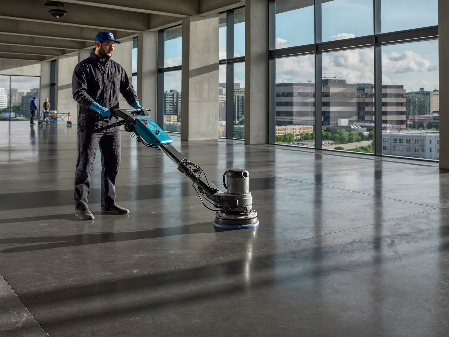Professional polished concrete floor in a London commercial space