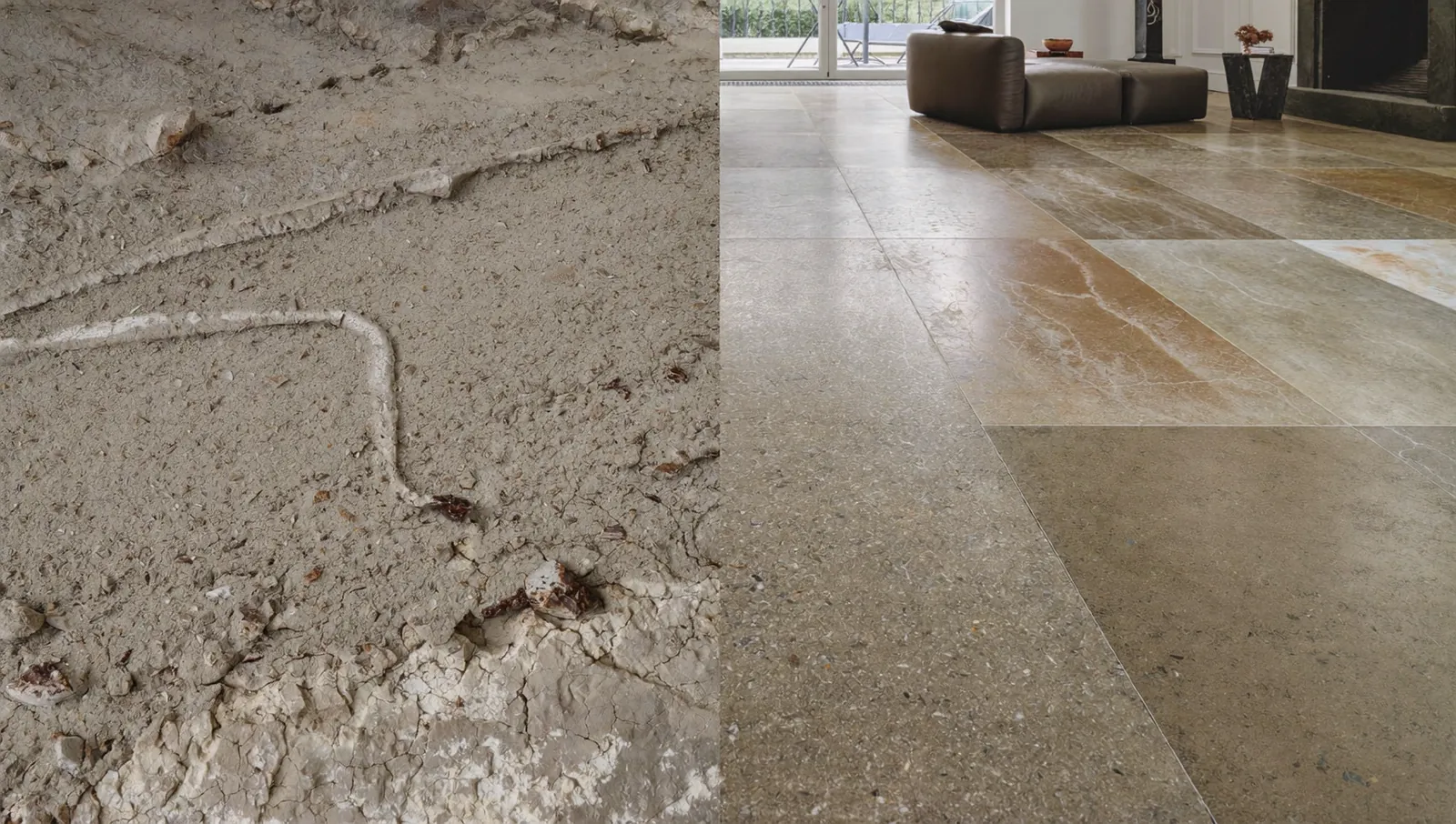 Floor before and after professional cleaning and sealing in London