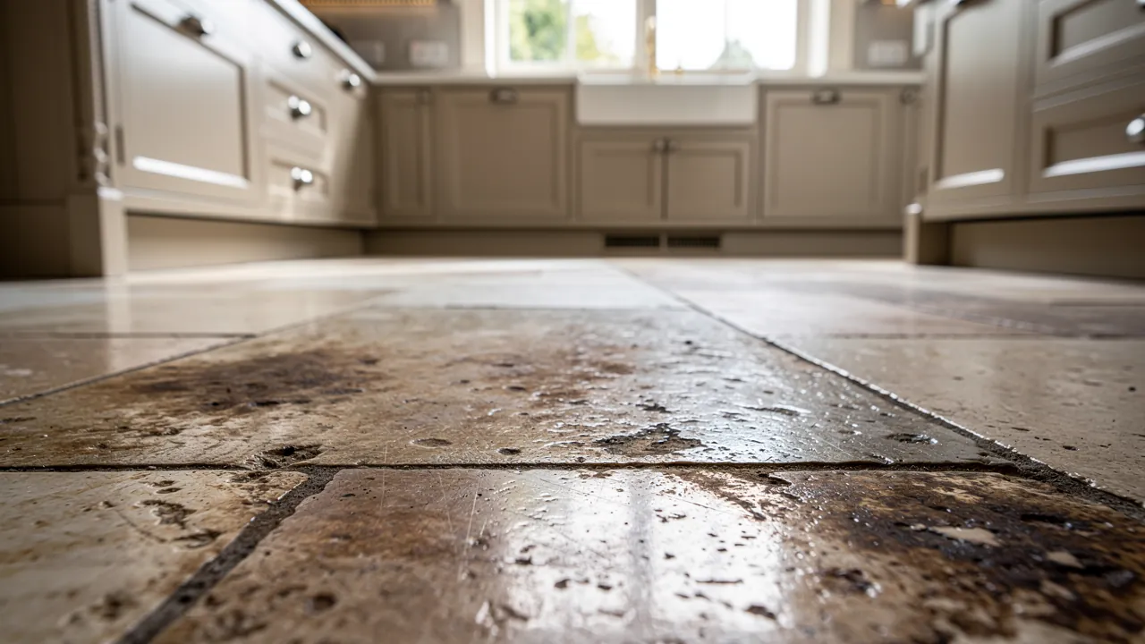 Limestone floor before professional cleaning in London