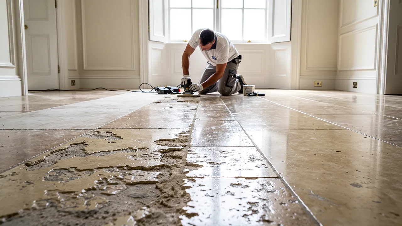Professional limestone floor restoration in London