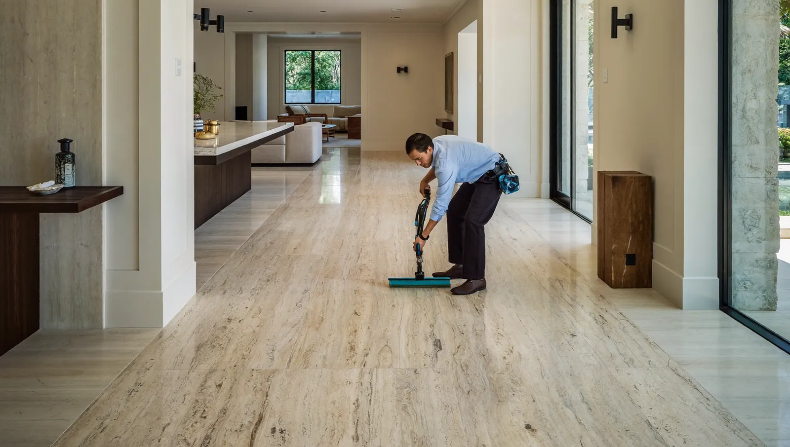 Natural stone floor sealing preparation and application in London