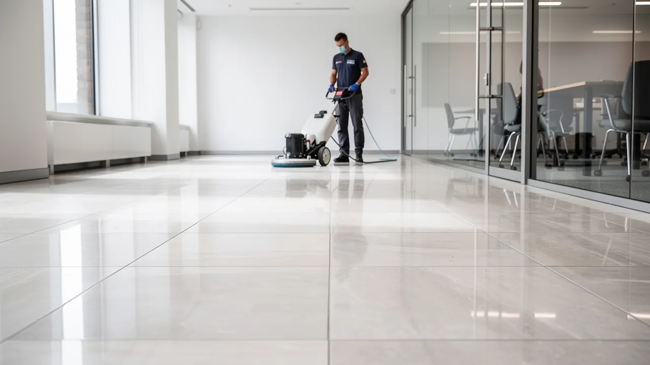 Office ceramic tile floor cleaning in London