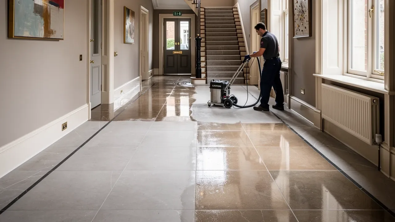 Ceramic hallway floor cleaning in London property