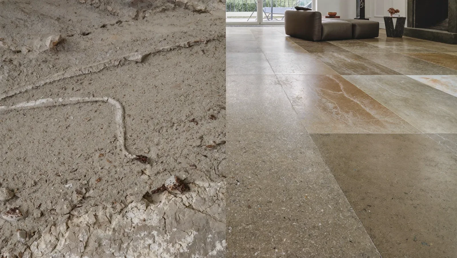 Floor before and after professional cleaning and sealing in London