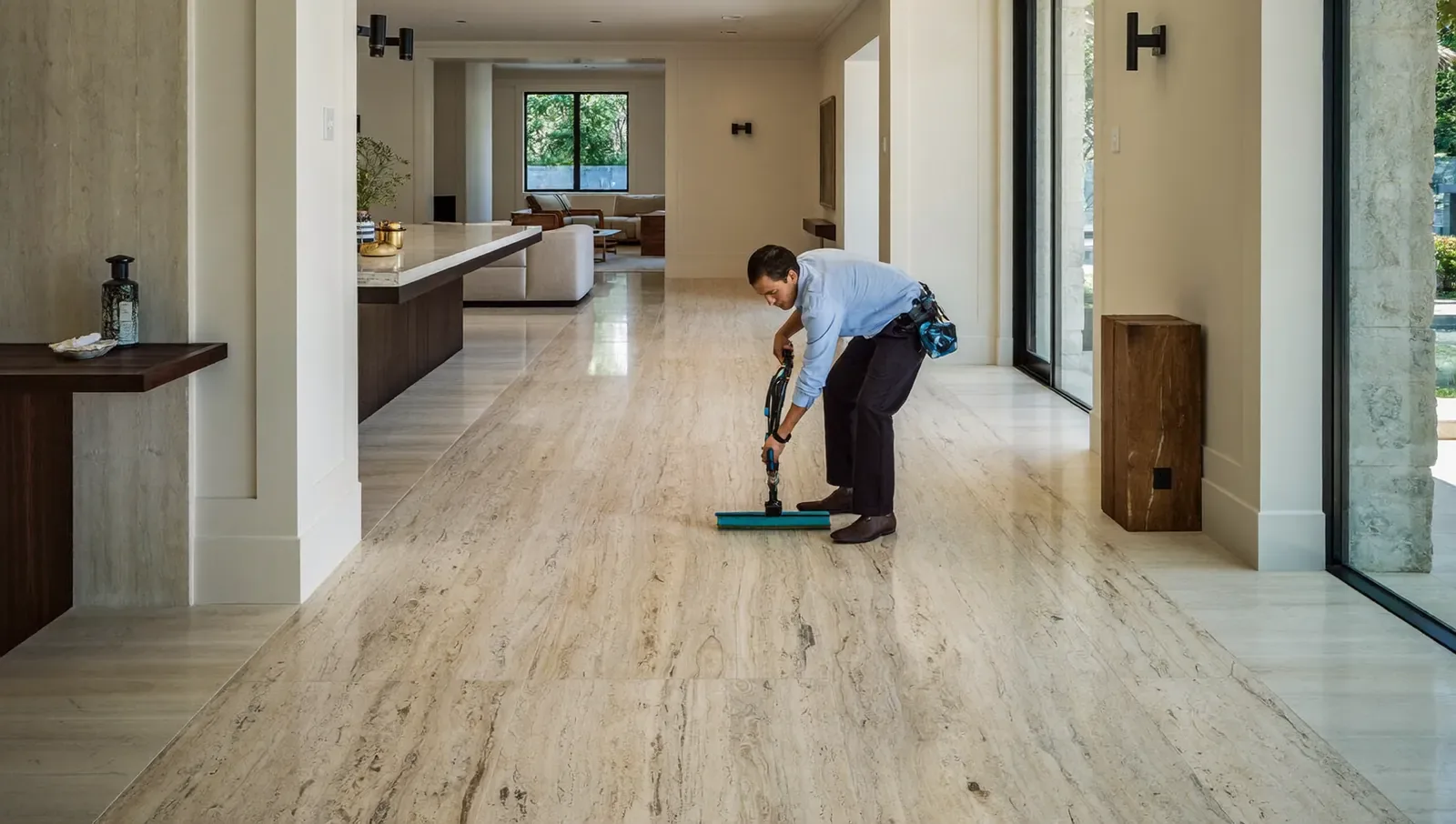 Natural stone floor sealing preparation and application in London