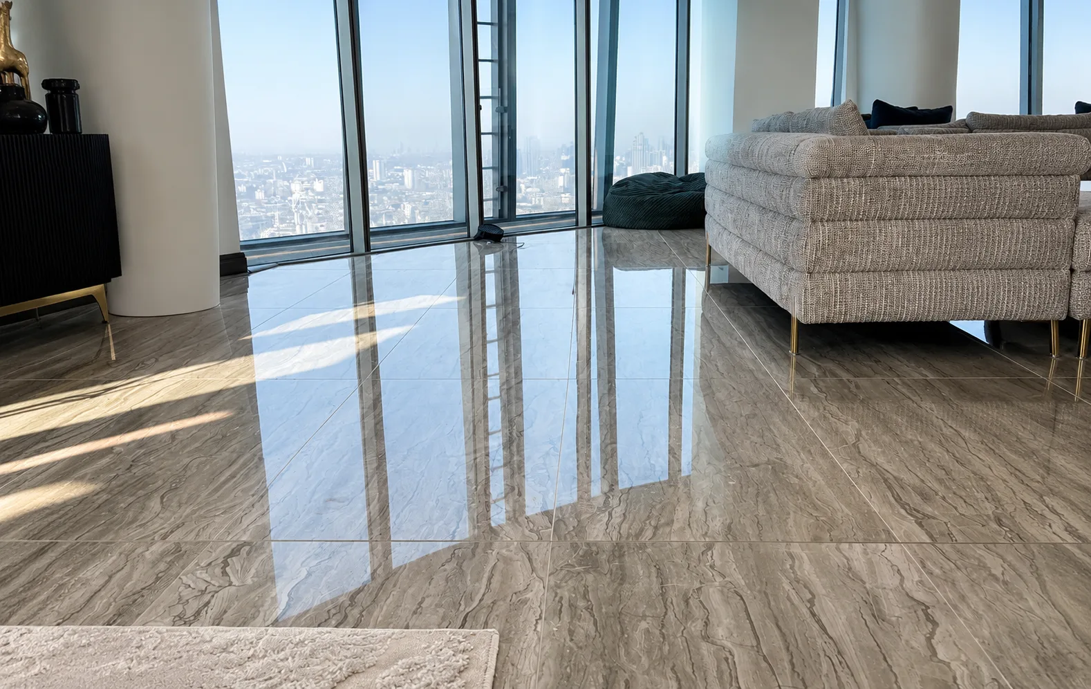 Stone floor polishing with diamond abrasives in London
