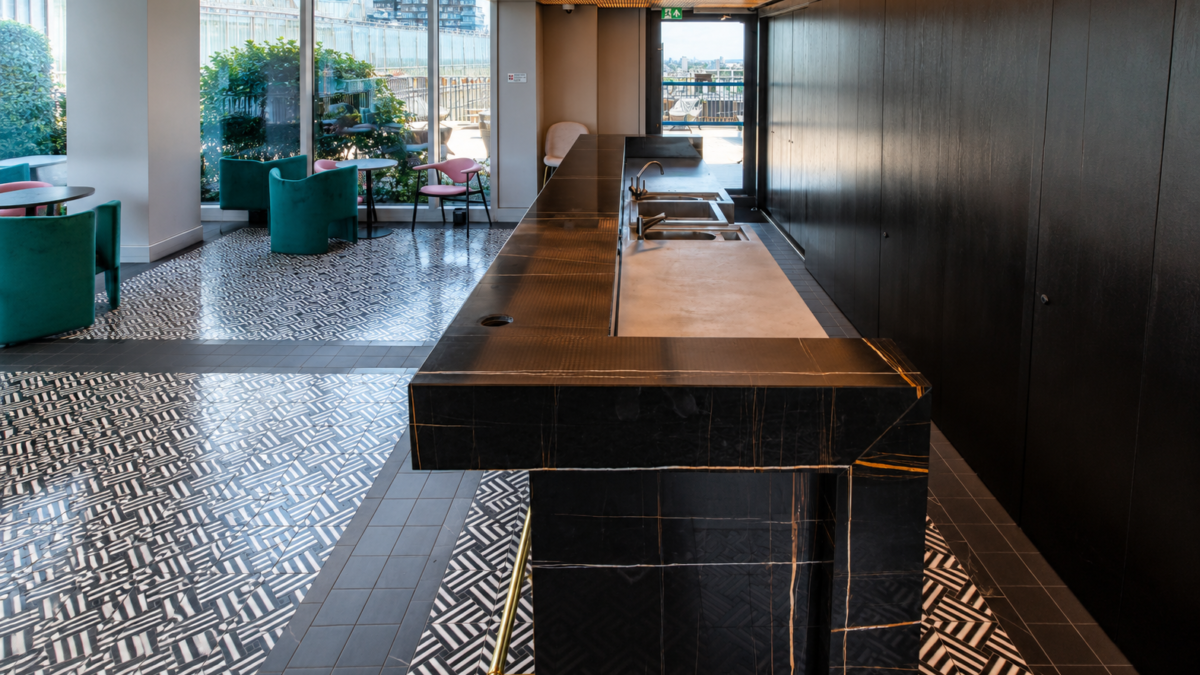 Black marble bar surface cleaning London