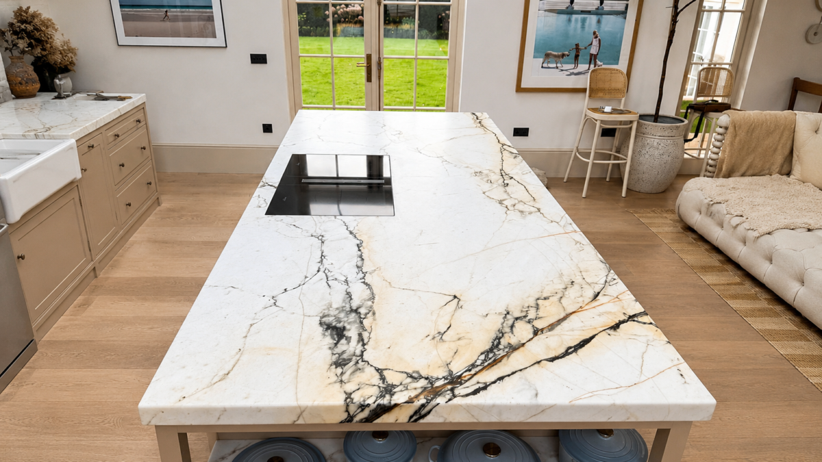 Calacatta marble worktop polishing London