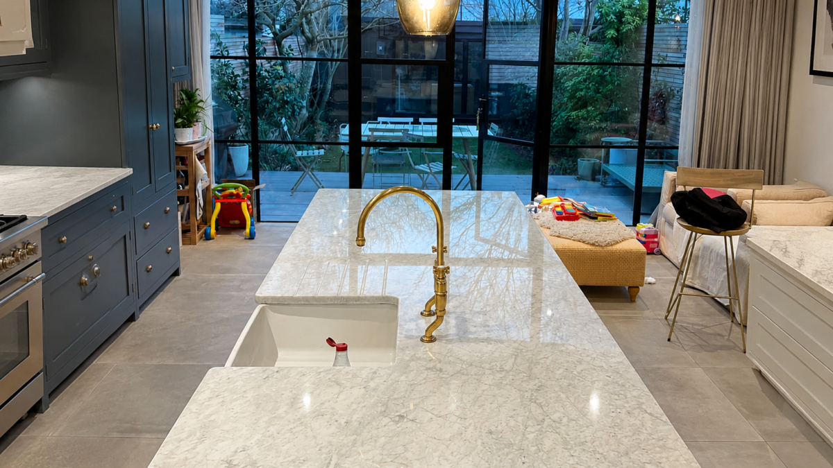 Polished marble kitchen worktop London