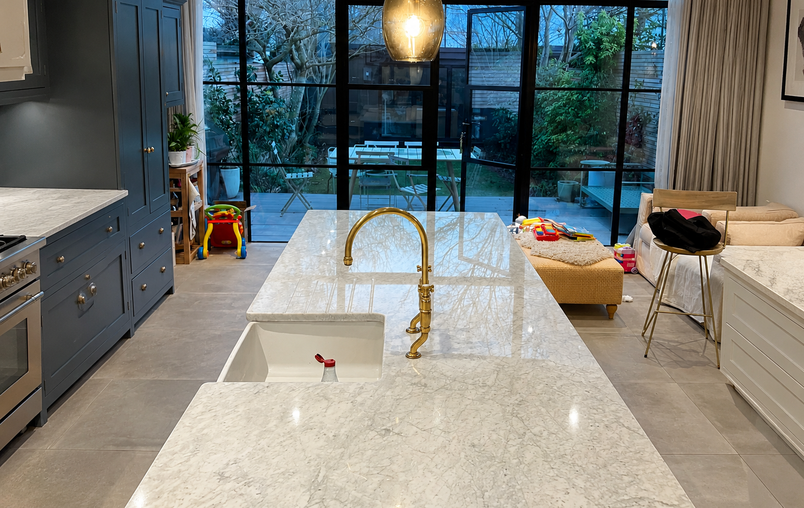 Polished Marble Kitchen Worktop - FloorCare London
